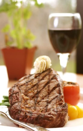steak and wine dinner