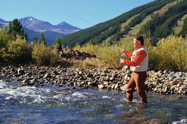 fly fishing in a river
