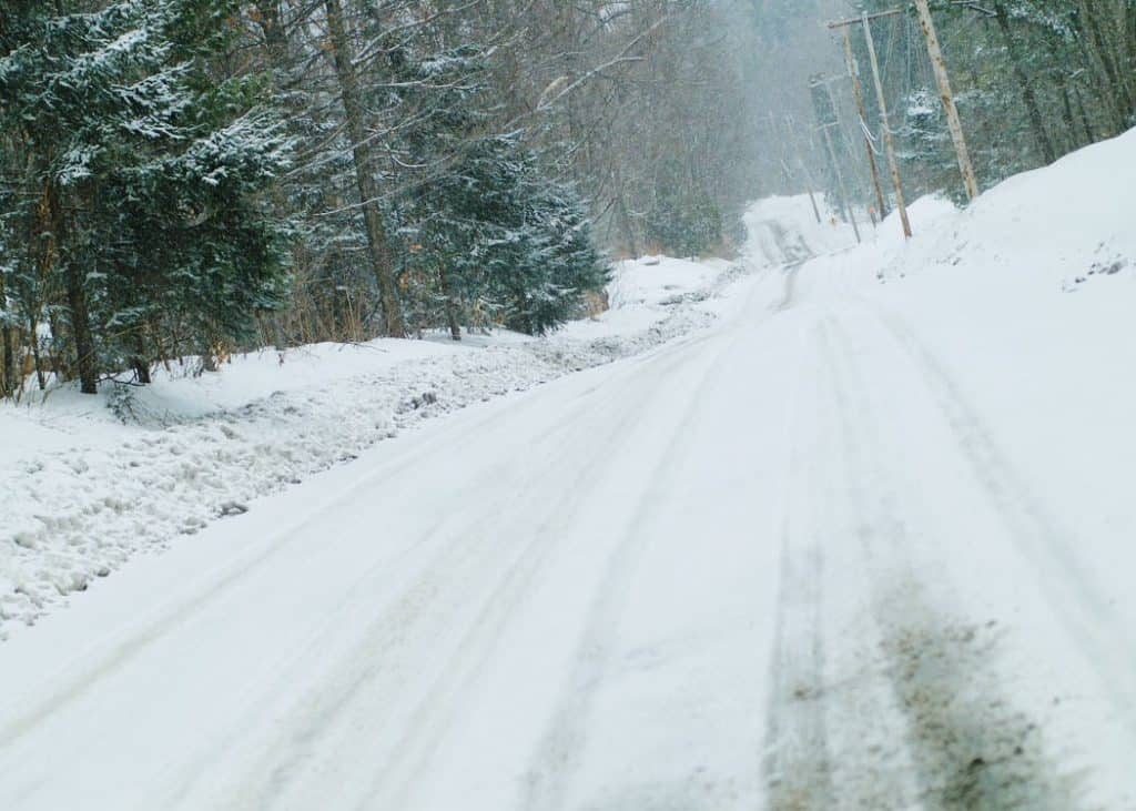 snowy road in winter