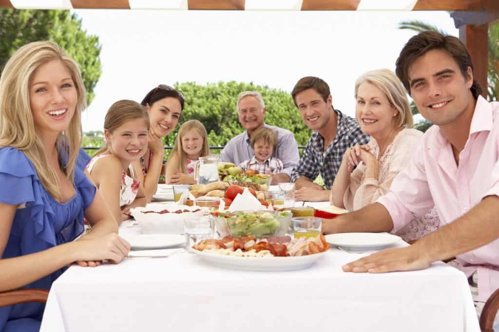 Family enjoying dinner together