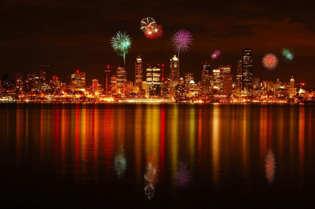 Seattle fireworks from Alki park