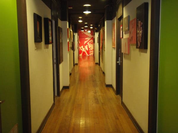 City Hostel Seattle hallway art gallery