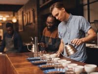 setting up a coffee tasting