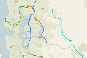 Map of Rail trails in King County created by Dennis Bratland (CC3)