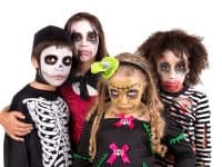 Kids in Halloween costumes