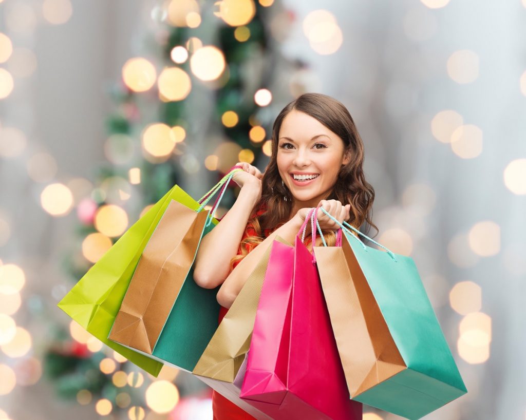 woman holiday shopping