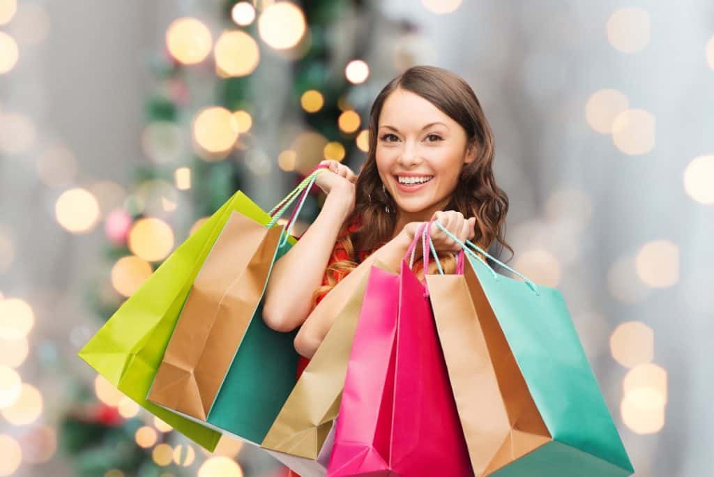 woman holiday shopping