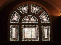 Seattle Town Hall Stained glass window 2016 photo by Joe Mabel (CC4)