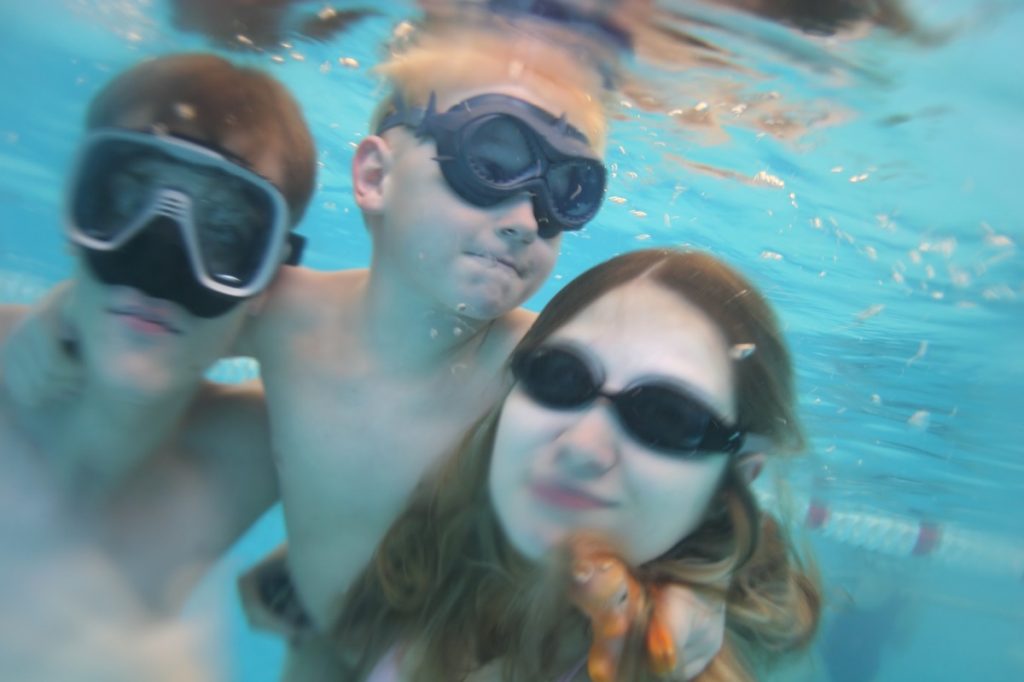 children swimming