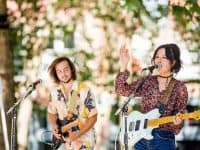 Seattle DSA OTL concert Tangerine playing at Occidental Square in 2016