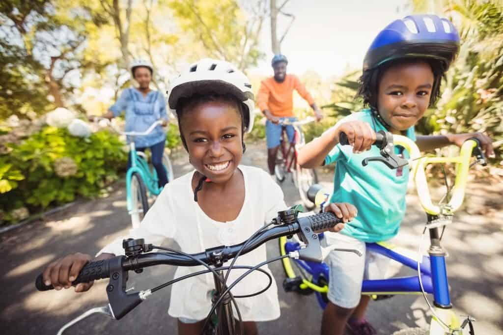 Bicycle riding family