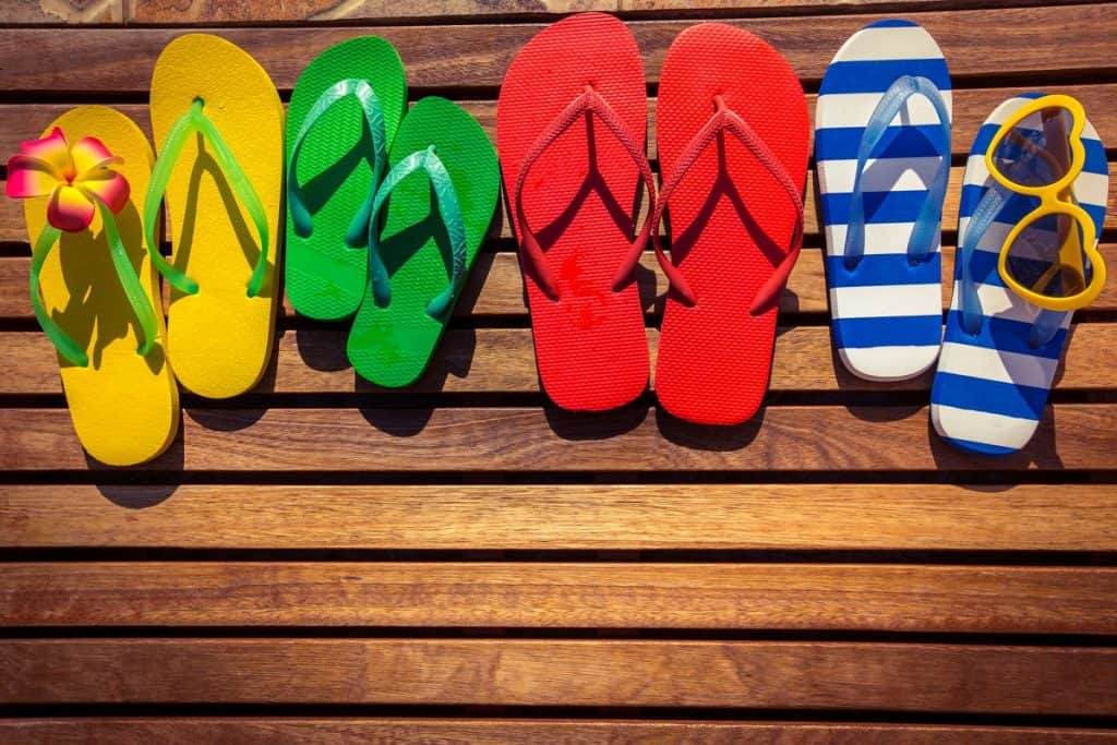 flip flops on a deck