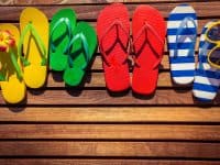 flip flops on a deck