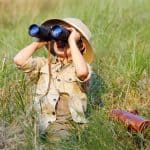 Explorer kid with binoculars