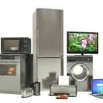 Home appliances: refrigerator, range, microwave, washing machine, laptop, tv photo by StockerNumber2 - DepositPhotos.com
