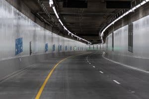WSDOT SR 99 tunnel northbound lane stripes (CC2)