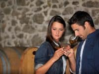 A couple wine tasting at a winery - DepositPhotos.com