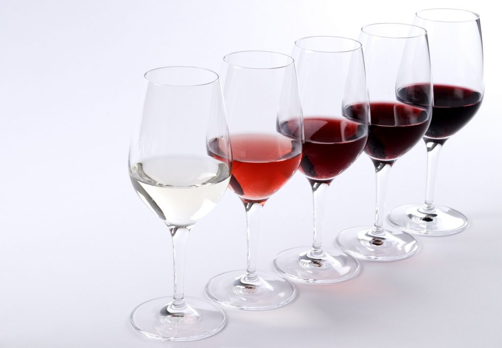 different glasses of wine for tasting