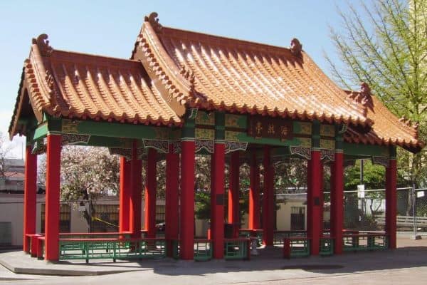 Seattle Chinatown Hing Hay Park pavilion 2015 photo by Seattle Parks (CC2)