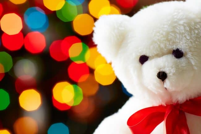 Teddy bear and Christmas lights