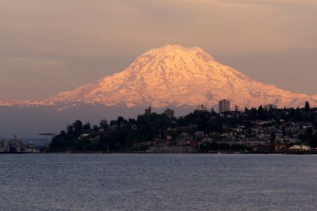 Mt. Rainier over Ruston Way in Tacoma