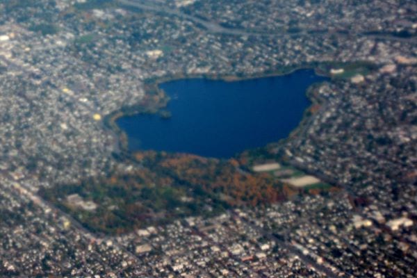 Aerial view of Woodland Park and Green Lake in Seattle 