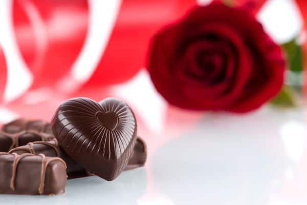 Valentine's Day chocolates and roses