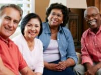 Group of senior citizens socializing together