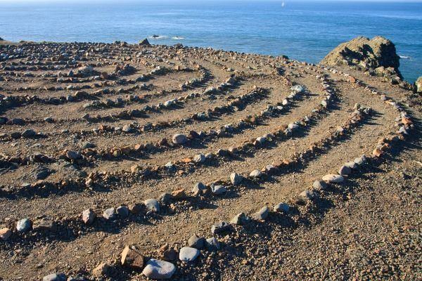 Stone labyrinth by the sea