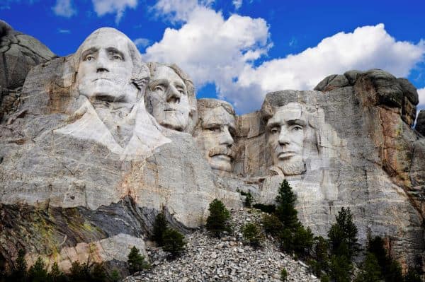 Mount Rushmore presidents Washington, Jefferson, Roosevelt, and Lincoln