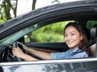 Woman in her car