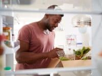 unloading a delivered meal kit at home