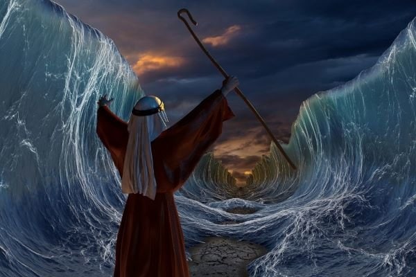 Moses parting the Red Sea