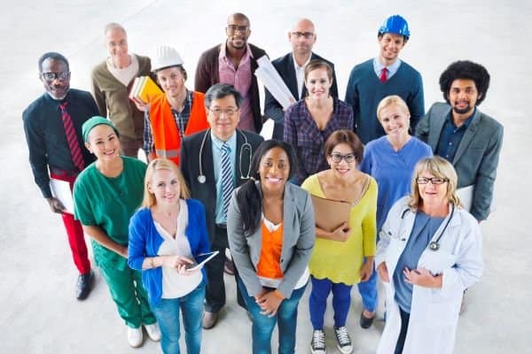 diverse group of working employees
