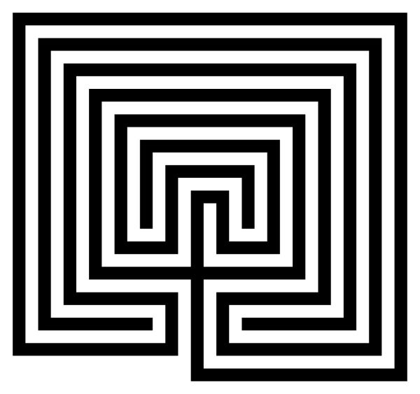 square labyrinth based on Cretan design (public domain)