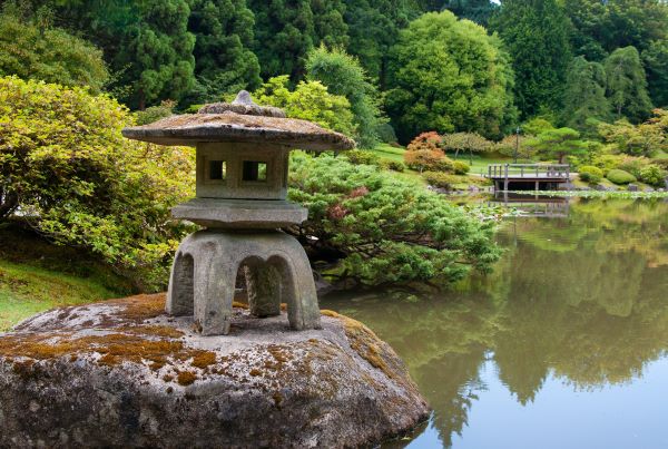 Stone lantern at Seattle Japanese Garden
