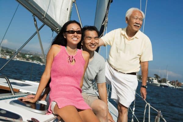 family on a sailboat