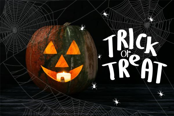 Trick or Treat sign with jack-o-lantern