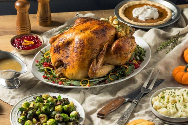 Holiday turkey dinner and side dishes