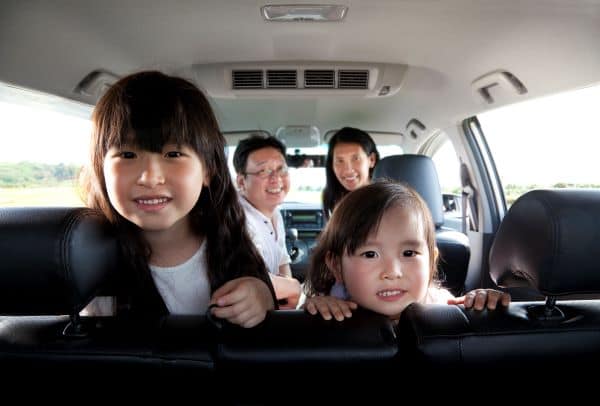 happy family on a road trip