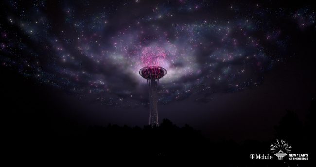 virtual Sky Mapping image of NYE 2020 in Seattle