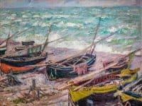 FISHING BOATS AT ÉTRETAT, 1885, CLAUDE MONET