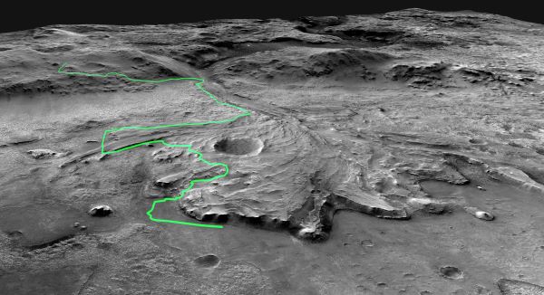 NASA possible route Mars 2020 Perseverance rover could take across Jezero Crater, Ken_Farley_traverse_copy (illustration)