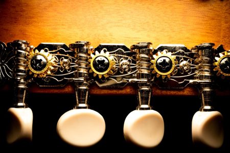 closeup of mandolin headstock