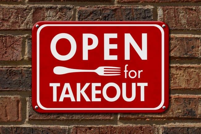 open for takeout sign