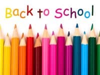 back to school banner with colored pencils