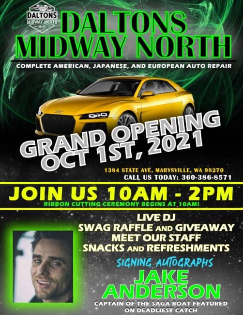 Banner for Dalton's Midway North grand opening