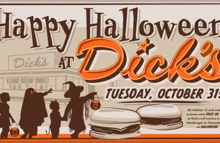 Banner for Dick's Drive-In Halloween 2023 free burger