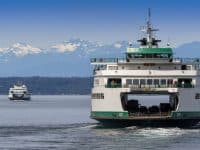Washington State Ferry leaving Seattle to cross Puget Sound