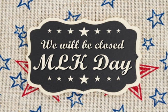 Banner we will be closed MLK Day